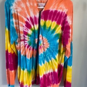 Tie-dye zip up long sleeve hoodie
